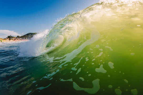 Vague Surf Parfaite Dans Océan Verre Tonneaux Vagues Avec Lumière — Photo