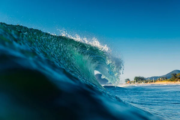 Idealna Przezroczysta Fala Oceanie Atlantyckim Plaża Break Wave Brazylii — Zdjęcie stockowe