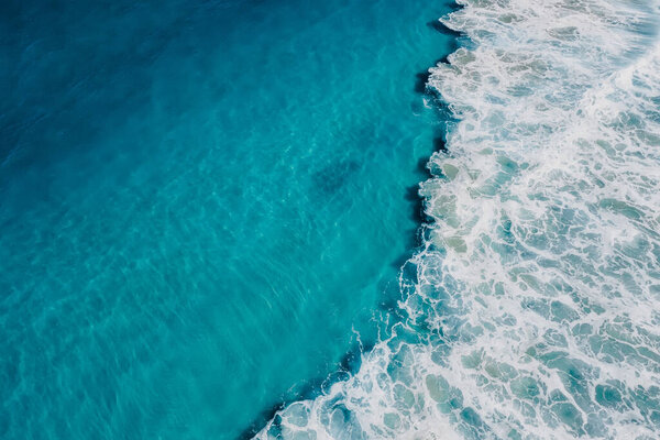 Vista Superior Del Agua Azul Del Océano Las Olas Vista — Foto de Stock