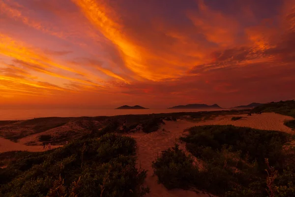 Warm Sunrise Scenic Clouds Ocean Florianopolis Brazil — Stock Photo, Image