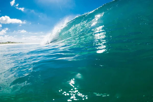 Plage Turquoise Brise Vagues Dans Océan Vague Rupture Avec Soleil — Photo