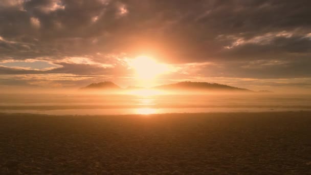 Nascer Sol Quente Silhueta Ilha Campeche Florianópolis Brasil — Vídeo de Stock