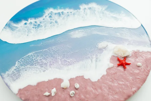 바다의 분홍빛 불가사리등으로 작품을 만든다 페인팅 — 스톡 사진