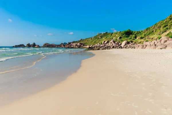 Dzika Plaża Niesamowitymi Skałami Falami Oceanu Baner Wakacyjny Brazylii — Zdjęcie stockowe