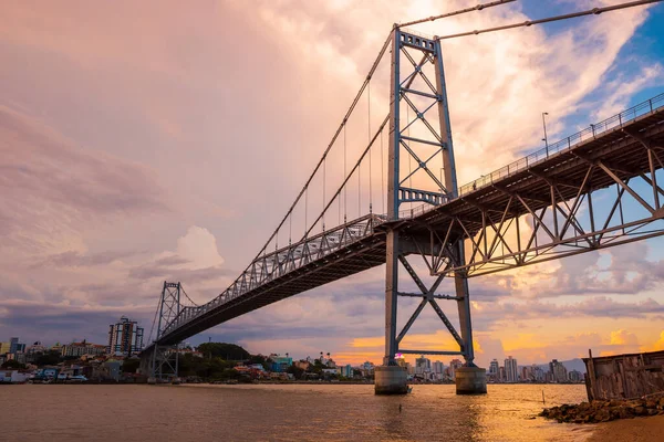 May 2022 Florianopolis Brazil Hercilio Luz Cable Stayed Bridge Sunset — Foto de Stock