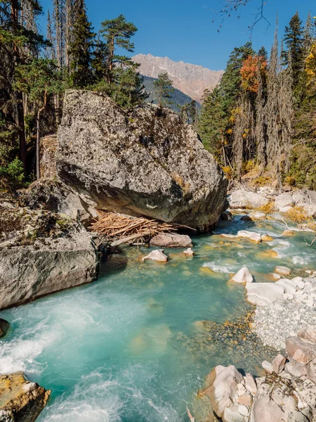 Mountain River Rocks Wild Forest High Mountain Landscape River — Foto Stock