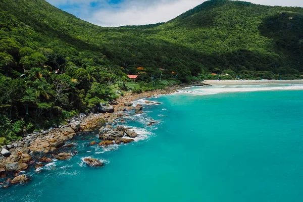 Scenic Coastline Rocks Beach Trees Blue Ocean Waves Brazil Matadeiro — Photo