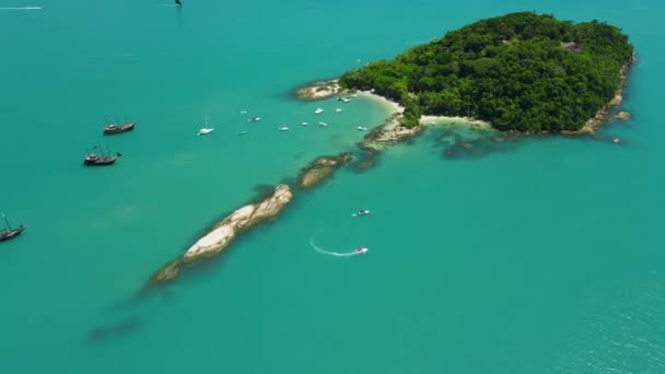 Holidays Island Ilha Frances Boats Ocean Florianopolis Brazil Aerial Drone — Wideo stockowe