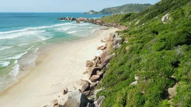 Divoká Pláž Moře Vlnami Brazílii Letecký Pohled Praia Galheta — Stock video
