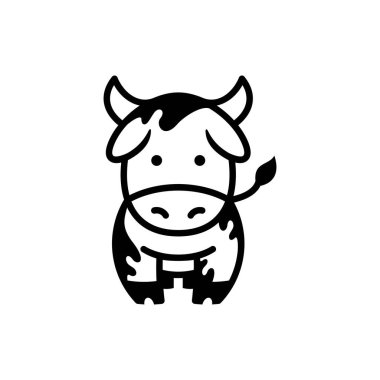 İnek çizgi film ikonu çizimi