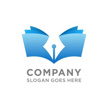 Kitap ve kalem logosu şablonu