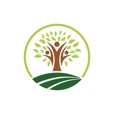 İnsan konseptiyle ağaç logosu şablonu