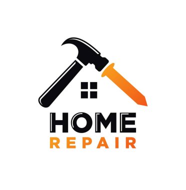 Çekiç evi logosu tasarımı. Ev simgesi logosunu onar