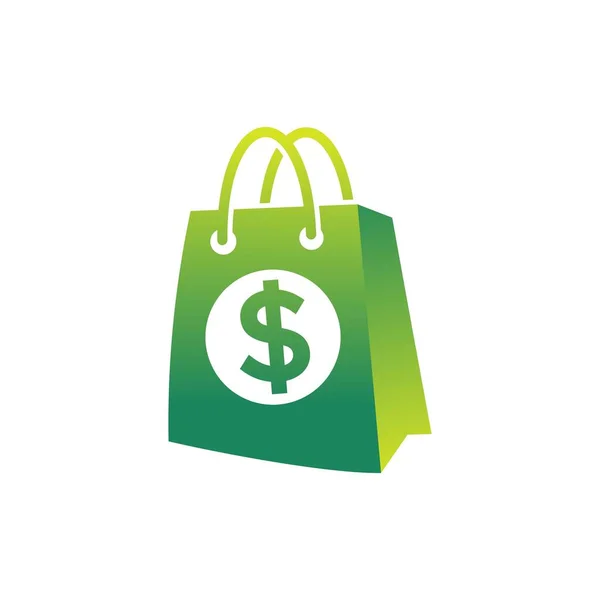 Borsa Shopping Logo Con Disegno Soldi — Vettoriale Stock