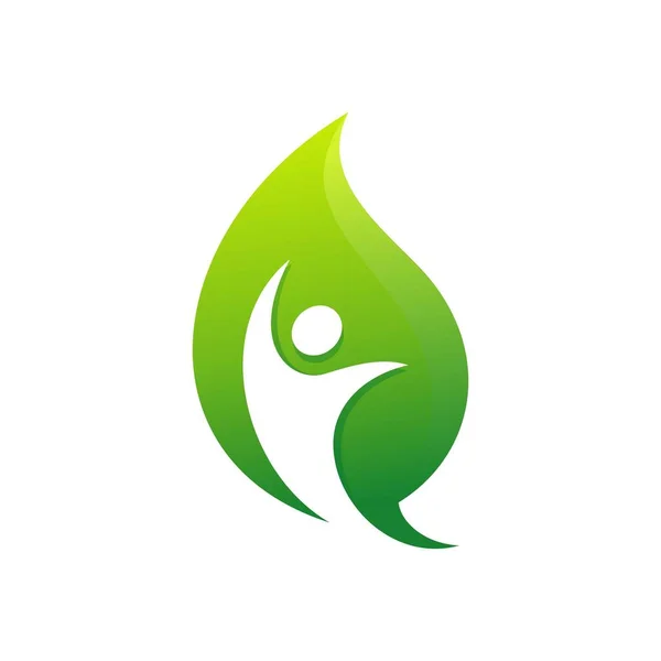 Grön Löv Och Människor Logotyp — Stock vektor