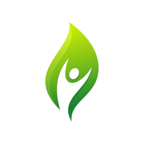 Grön Löv Och Människor Logotyp — Stock vektor