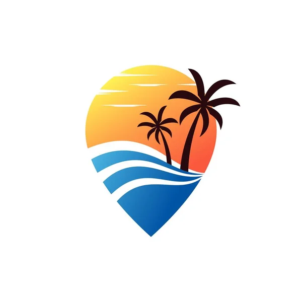 Plaj Noktası Logo Şablonu — Stok Vektör