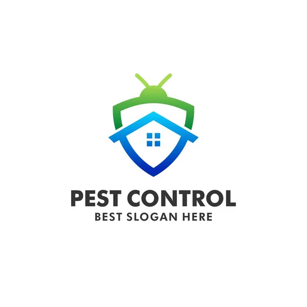 Logotipo Control Plagas Con Concepto Insecto Escudo Casa Icono Control — Vector de stock