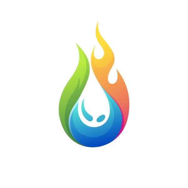 Drei Elemente Der Natur Blatt Wasser Und Feuer Symbol Oder — Stockvektor