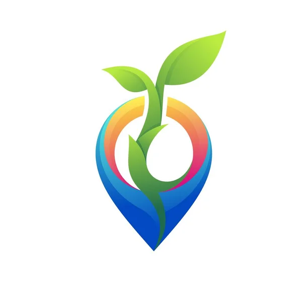 Logo Punto Hoja Verde — Vector de stock
