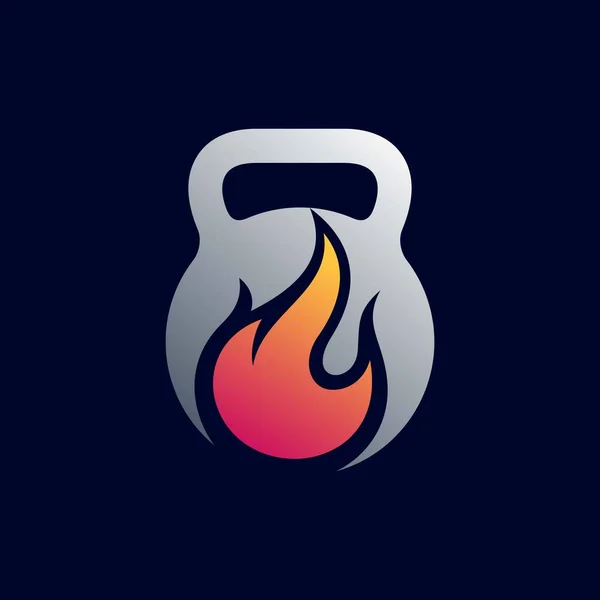 Kettlebell Fire Logo Design — Stockvektor