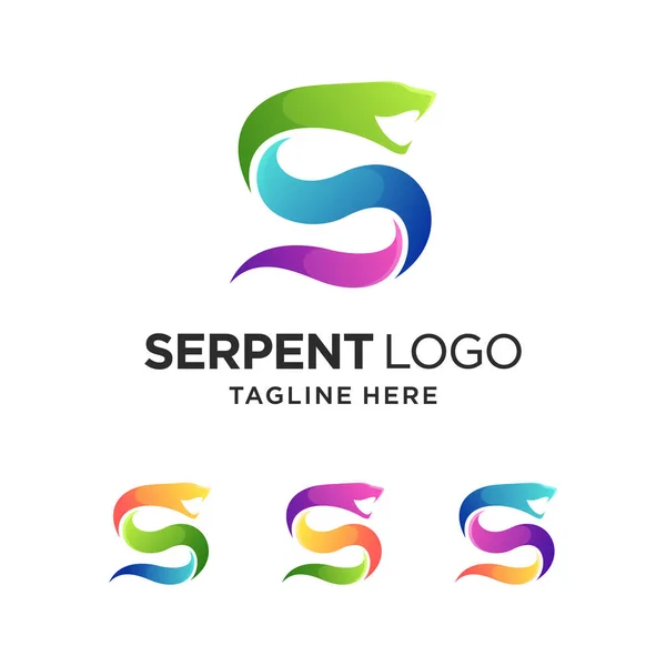 Serpent Logo Letter Colorful Concept — Vector de stock