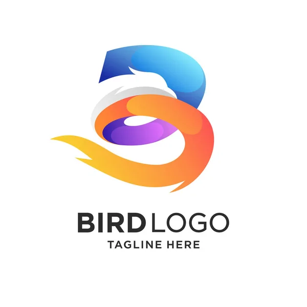 Letra Logo Con Concepto Pájaro — Vector de stock