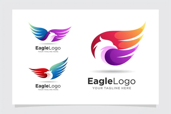 Set Colorful Eagle Bird Logo — Vector de stock