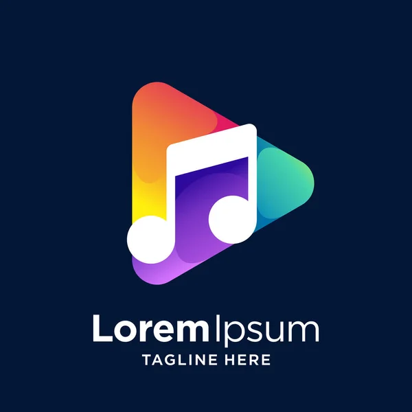 Logotipo Reproducción Música Con Estilo Color — Vector de stock