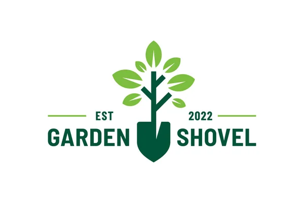 Logo Pala Jardín Con Concepto Árbol — Archivo Imágenes Vectoriales