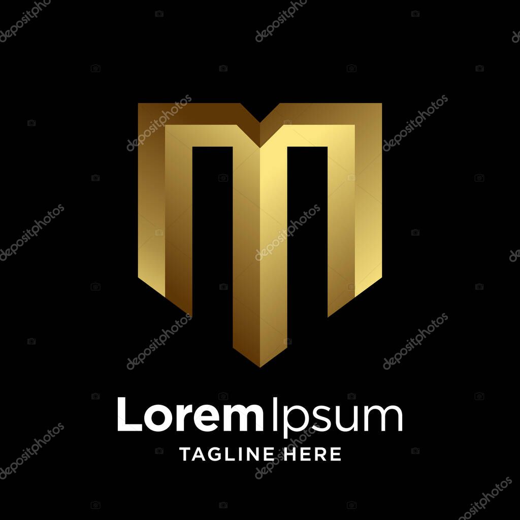 Letter M logo with shield concept