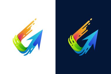 Başarılı pazarlama sunumu için yukarı ok simgesi veya logosu