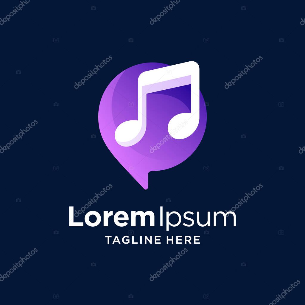 Chat music note logo template