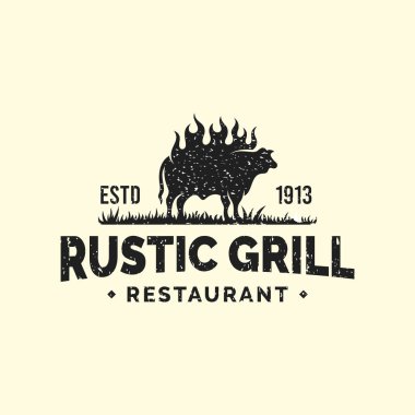 Rustic Grill Logo Şablonu