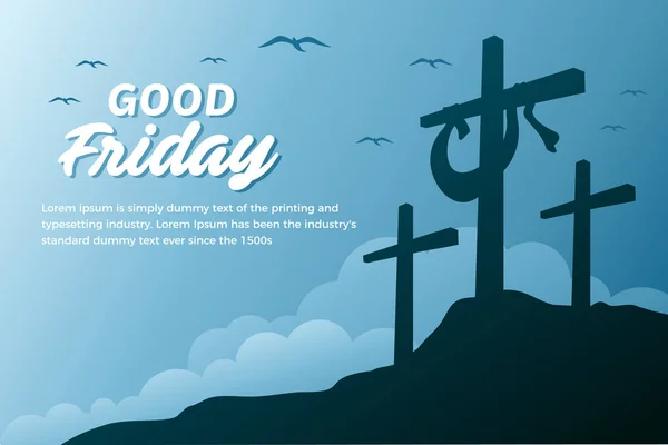 Good Friday Banner Illustration Cross Hill — Stock Vector