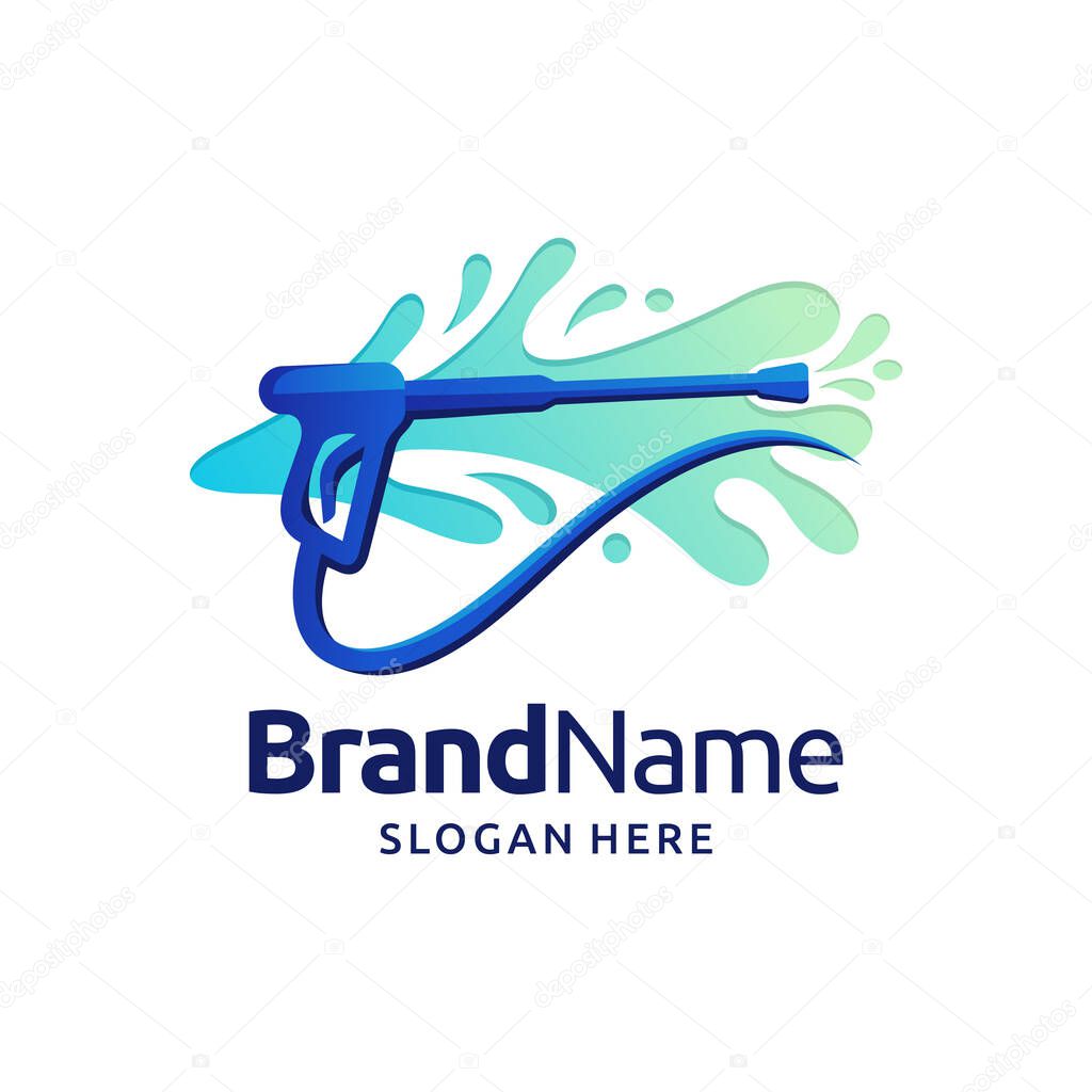 Presure wash icon or logo template with water splash