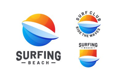 Sörf kulübü ve t-shirt tasarımı için sörf logosu dizayn şablonu