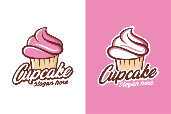 Niedliche Cupcakes Design Vorlage Symbol Oder Logo — Stockvektor