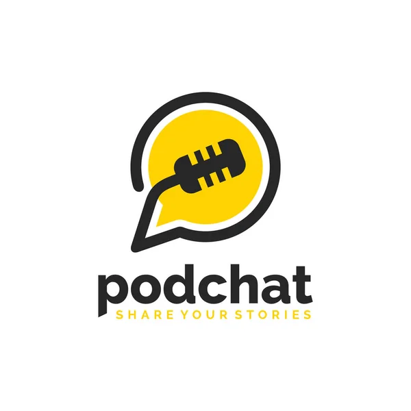 Satır sanatı tarzında Podcast sohbet logo şablonu