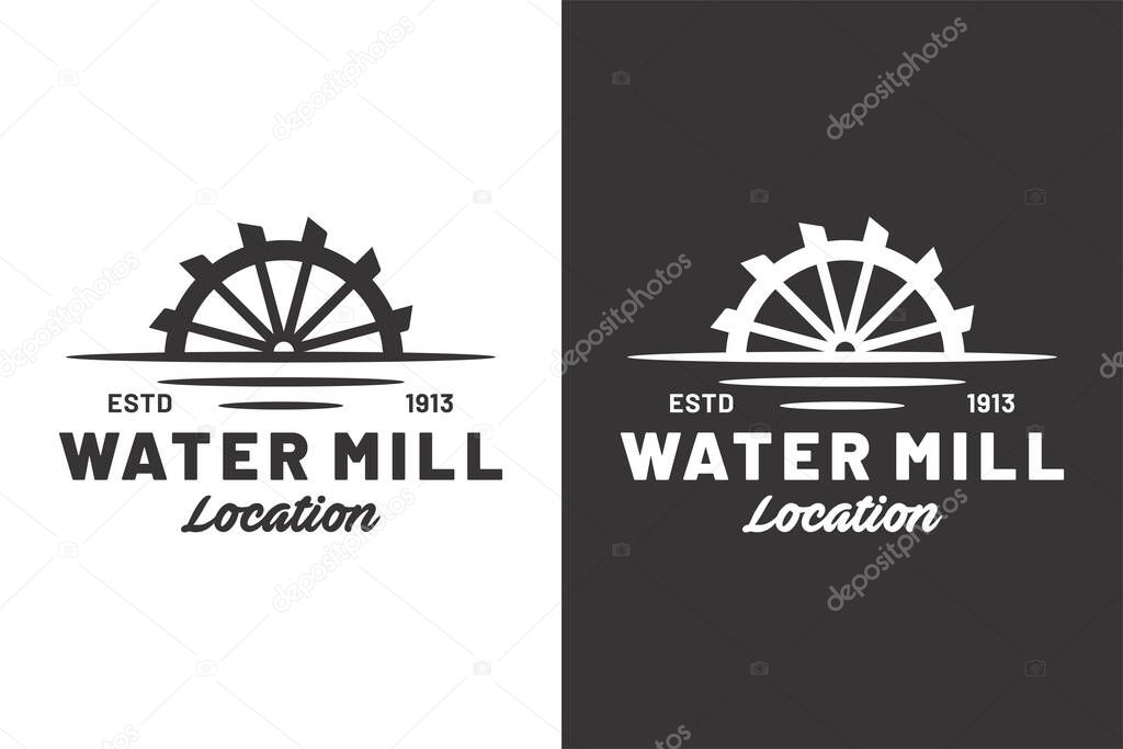 Vintage water mill logo template