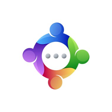 İnsanlar logo tasarım şablonu hakkında sohbet ederler