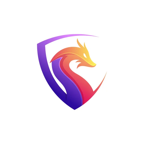 Projeto Logotipo Dragão Com Escudo — Vetor de Stock