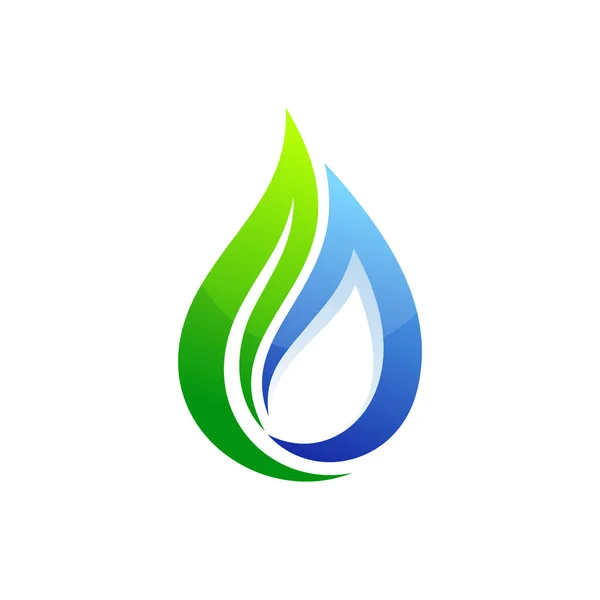 Reines Wasser Und Natürliches Blatt Logo Design — Stockvektor