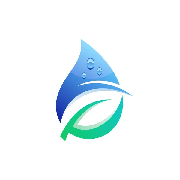 Logo Design Für Blatt Und Wassertropfen — Stockvektor