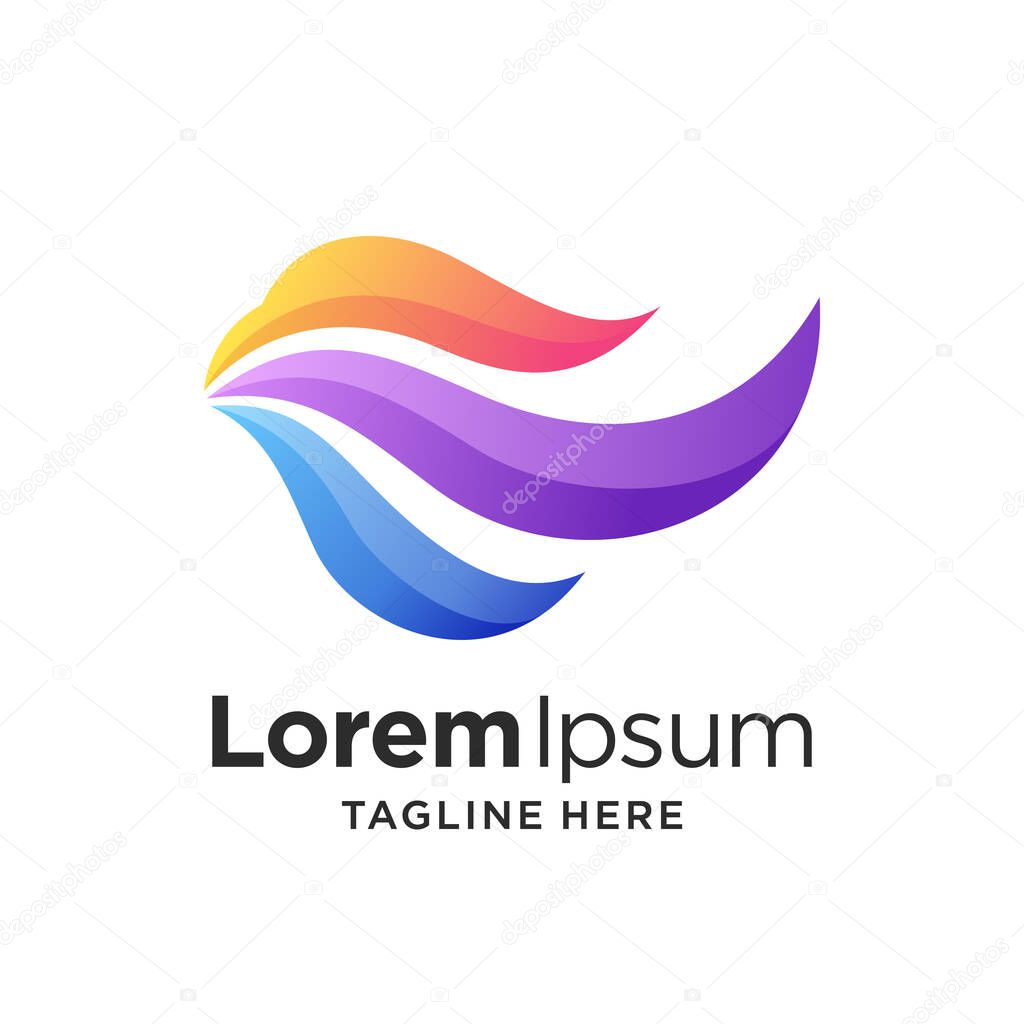 Seagull logo with wave