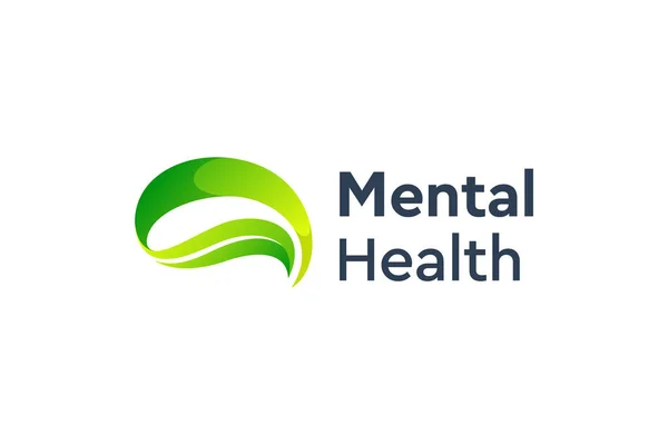 Mental Health Logo Design Brain Leaf Concept — Stock Vector