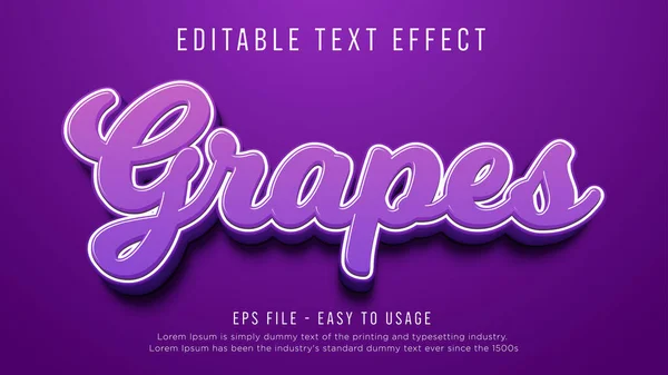 Grape Editable Text Effect — Archivo Imágenes Vectoriales
