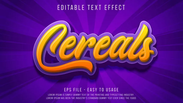 Cereal Редагований Текстовий Ефект Харчового Бренду — стоковий вектор
