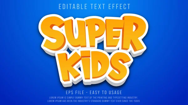 Efecto Texto Editable Super Kids — Vector de stock