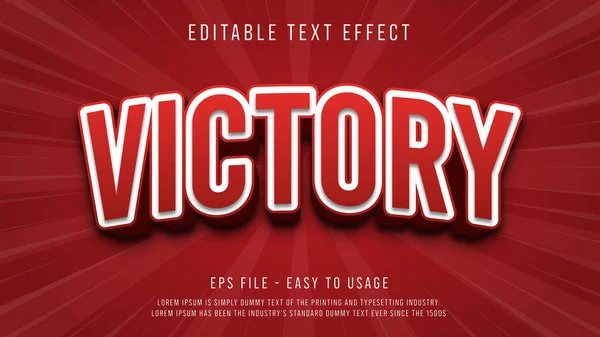 Red Victory Editable Text Effect — Stock Vector